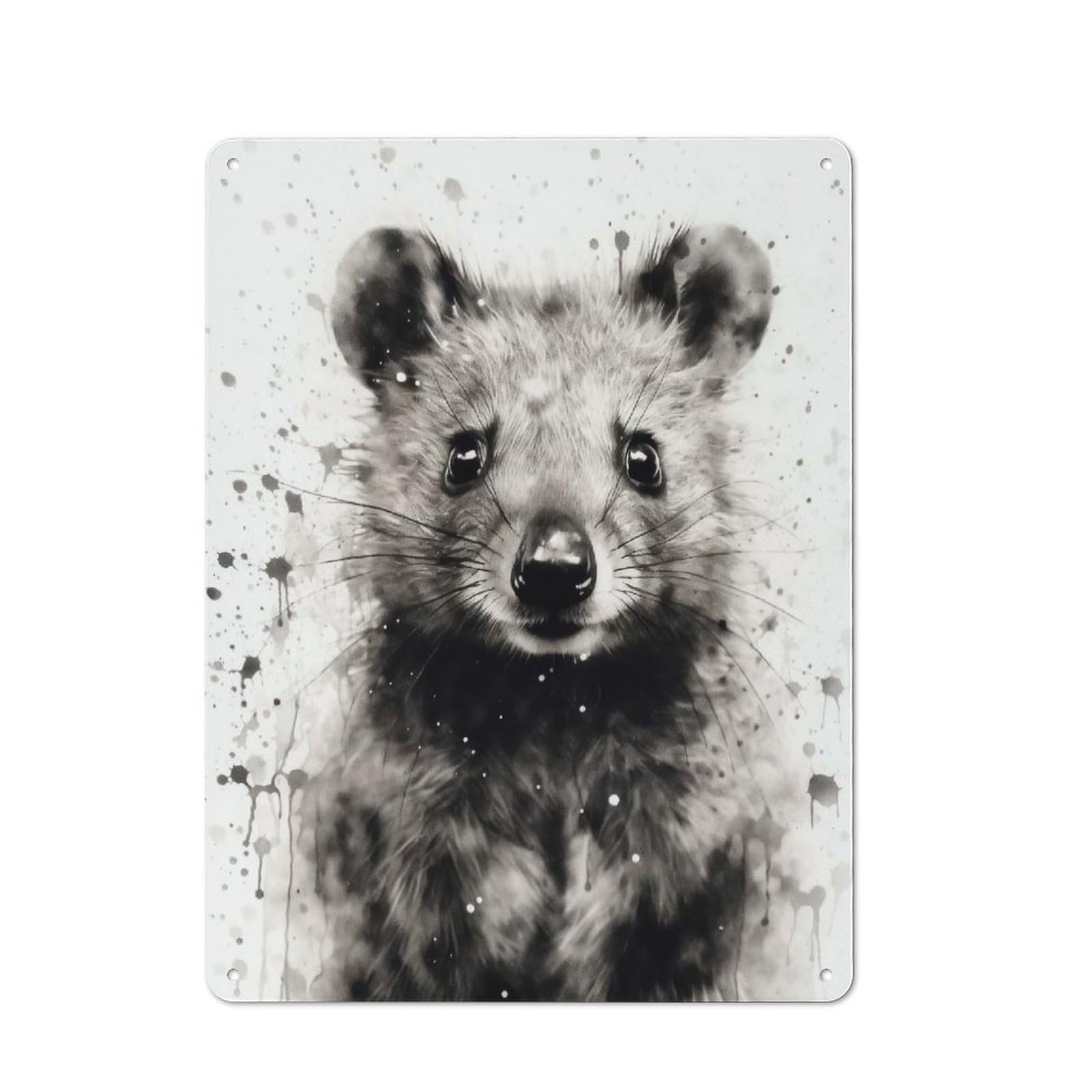 Junmoney Quokka Beauty Black Ink Metal Wall Plaque With Design 40X30cm, Retro Novelty Wall Art For Bedroom, Kitchen, Office Or Living Room