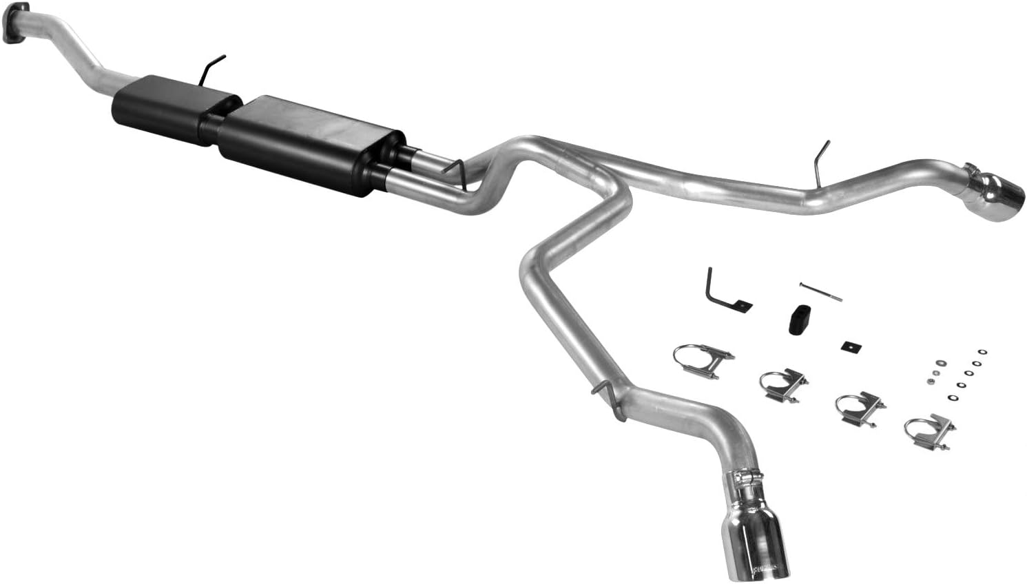 Flowmaster 17342 American Thunder Cat-Back Exhaust Kit 3 Inch Aluminized Steel 2.5 Inch Tailpipes 3 Inch Polished Tips Compatible with 2001-2006 Chevy Suburban Avalanche GMC Yukon XL 1500 5.3L