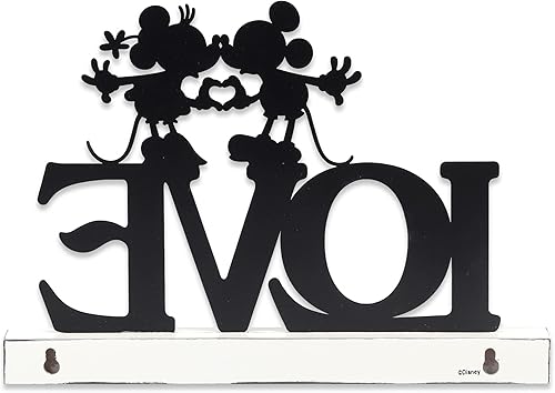 Miniatura 8 de Disney Mickey Mouse y Minnie Kissing Siluetas Decoración de mesa  Decoración de metal Disney Love sobre base de madera
