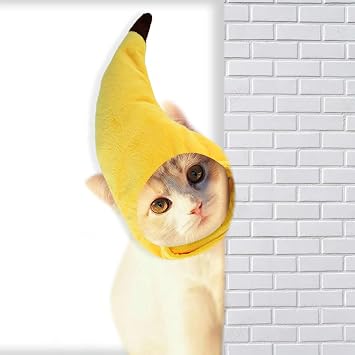 Hetenoyo Pet Banana Hat Adorable Pet Headwear Headgear Costume Shaped Soft Cap Applies to Cats Kitten Puppy Small Dogs Perfect for Christmas Halloween Thanksgiving