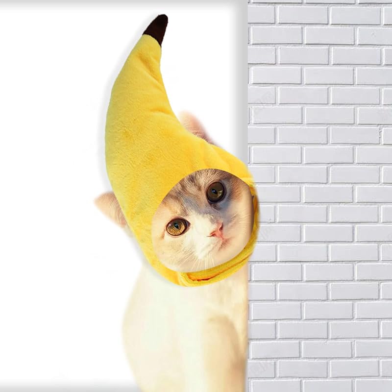 Chapéu Fantasia de Banana para Gatos e Cães Pequenos Hetenoyo Amarelo, 29–33 cm