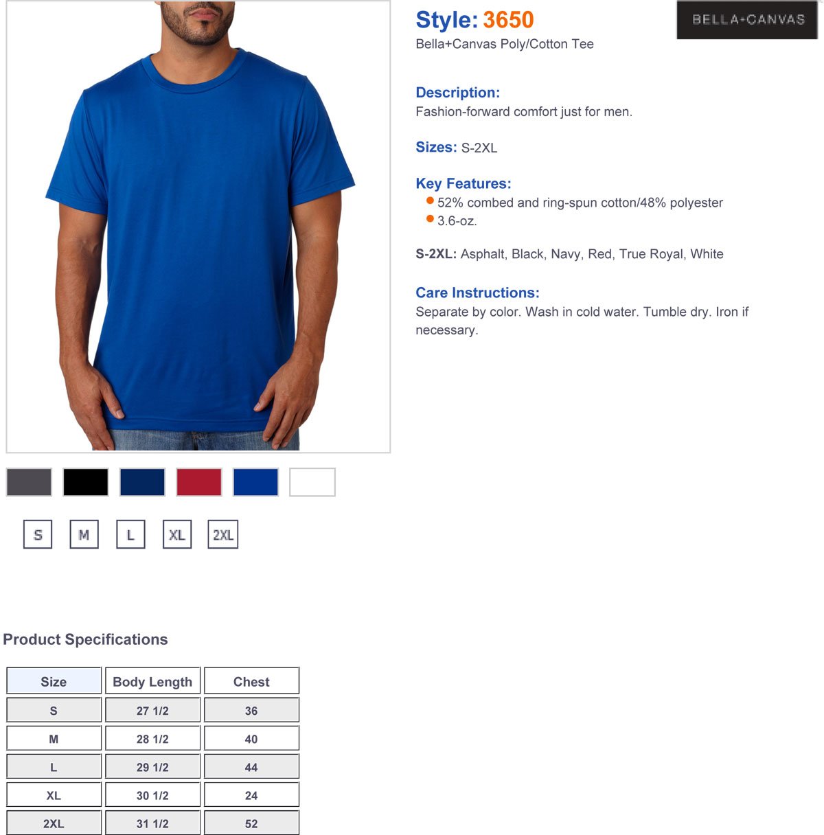 3650 CN 3650 50/50 UNISEX TEE RED L