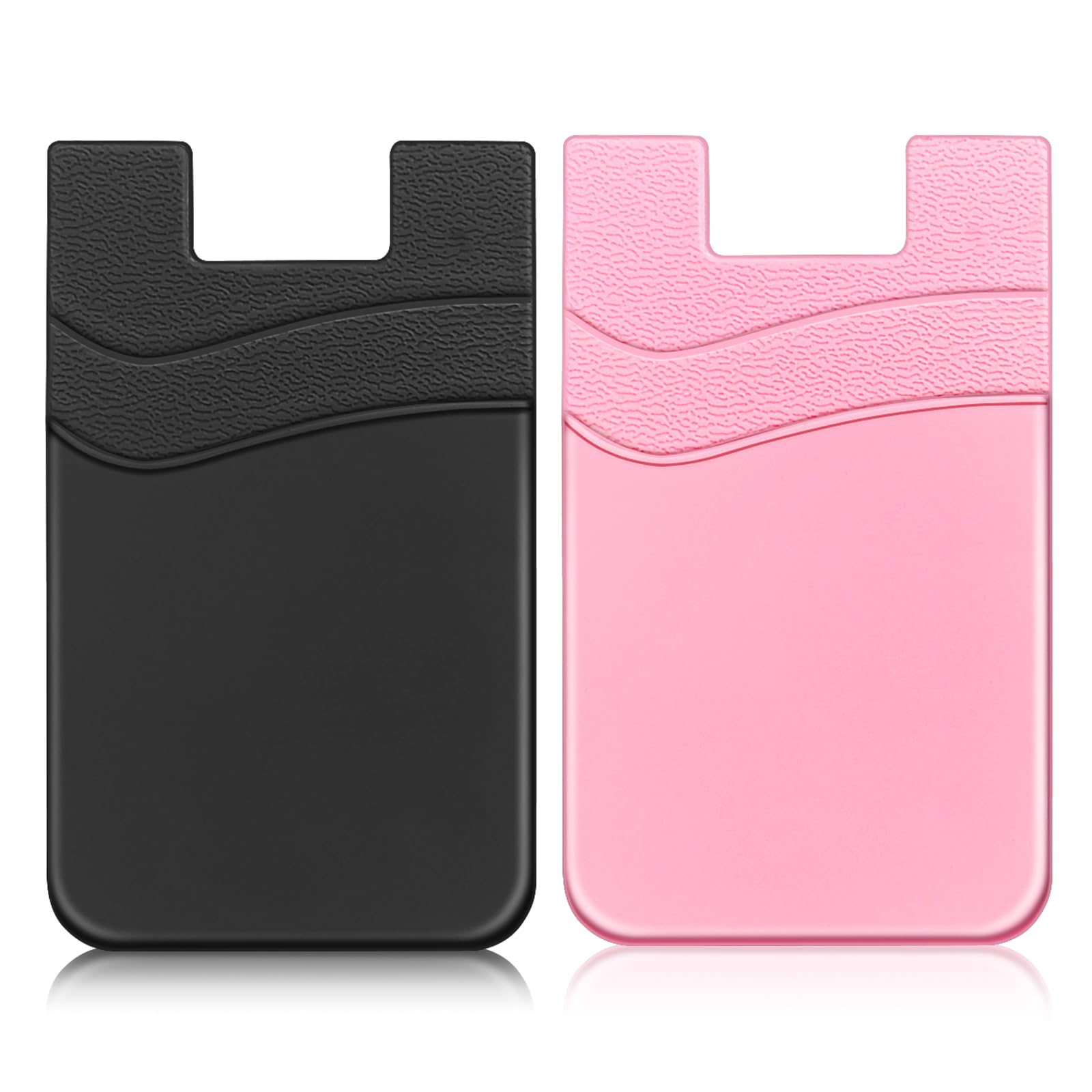 SS Phone Wallet Stick On Silicion Card Holder for Back of Phone Credit Card Suitable for iPhone Samsung Galaxy Any Smartphone