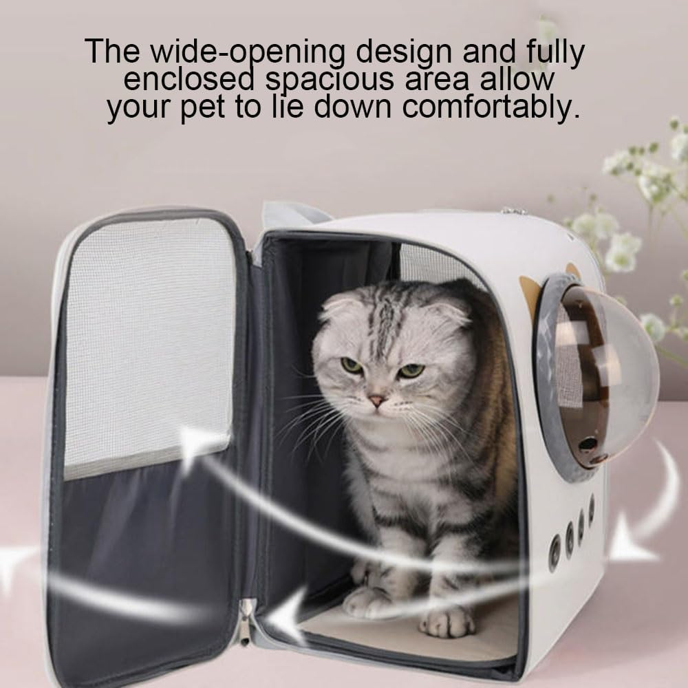 Ergonomic Cat Backpack Carrier for Travel | Breathable Mesh, Comfortable Shoulder Straps, and Side Opening | Pet Carrier Bag for Cats and Small Animals(S)