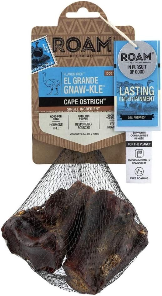 ROAM Pet Treats El Grande Gnaw-kle Bone, 2 Large, Long-Lasting Single-Ingredient Dog Chew (066065)