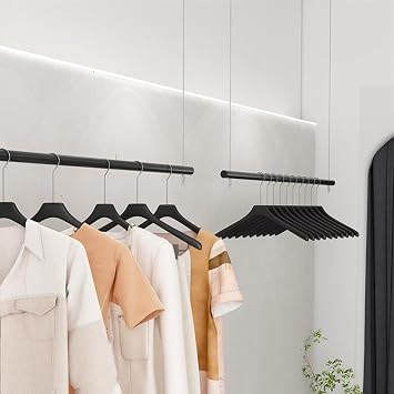 Creative Height Adjustable Clothing Hanging Racks, Commercial Garment Rod Retail Clothing Store Display Rack, Professional Wedding Dress Display Shelf, Ceiling Mount Clothes Storage Hanger