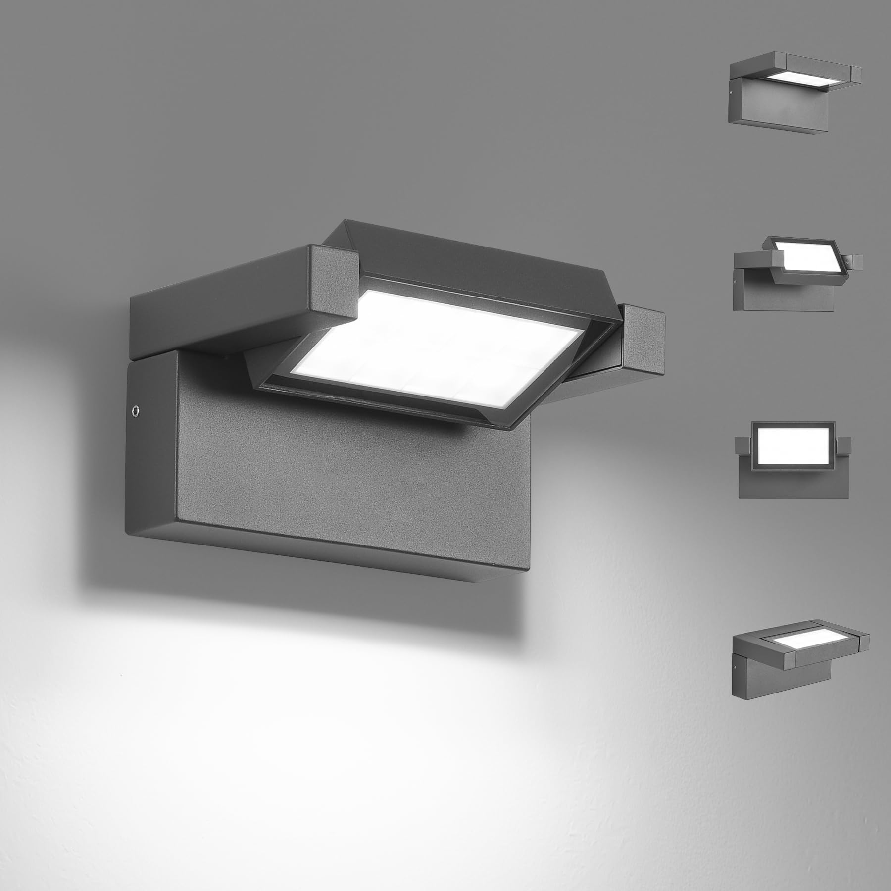 KUKAK LED Wandleuchte Aussen Innen,Aussenleuchte mit 350° Schwenkbar Panel