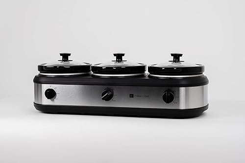 Miniatura 5 de CULINARY CHEF, Triple olla de cocción lenta, servidor buffet de 3 ollas, calentador de alimentos - inoxidable