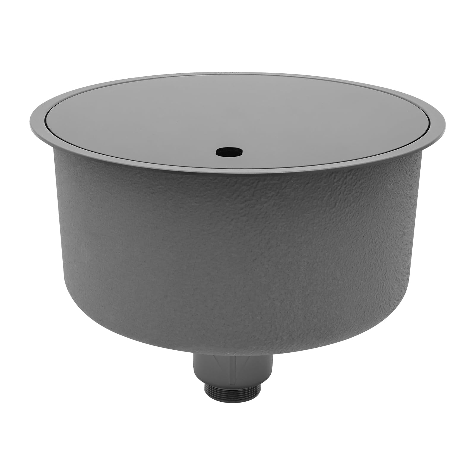 Fregadero de cocina redonda acero inoxidable 304 nano-revestimiento con cesta y tapa, bandeja de vajilla empotrable diámetro 40 cm fregadero bar camping hotel negro moderno