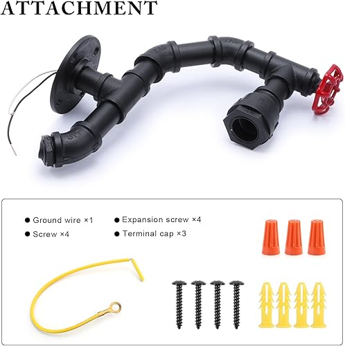 Miniatura 4 de XEYOU Lámpara de pared retro vintage industrial steampunk aplique de pared con interruptor, tubo de agua de metal, lámpara de pared E26 Edison