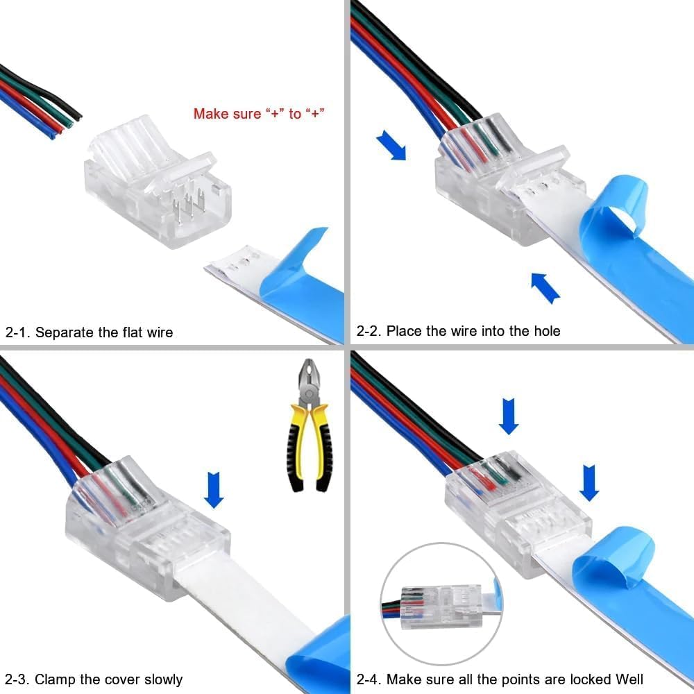 20Pcs LED Connector 2/3/4/5/6Pin LED Strip Connector for 8mm 10mm RGB Tape SMD 2835 5050 WS2811 WS2812B LED Strip Light Wire or Strip Connection (6 Pin 12 mm)