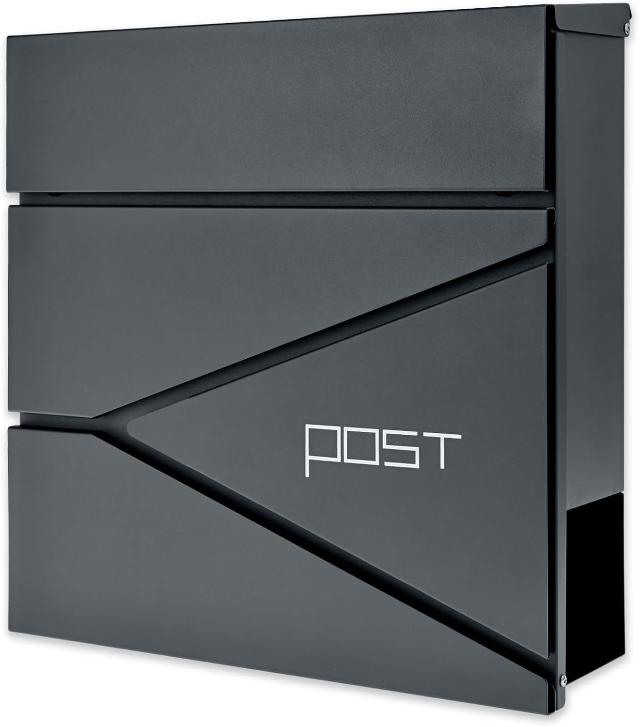 Verda Cassetta delle lettere con scomparto per giornali, 2 chiavi, antracite, cassetta delle lettere di design, con serratura in acciaio inox nascosta sotto il coperchio, rotolo di giornali, moderna