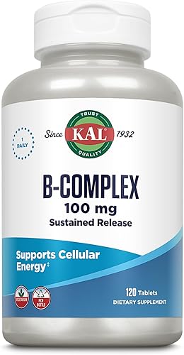 Miniatura 8 de KAL Complejo B 50, vitaminas del complejo B para energía, metabolismo, síntesis de glóbulos rojos y apoyo inmunológico, con vitamina B12, B6, ácido