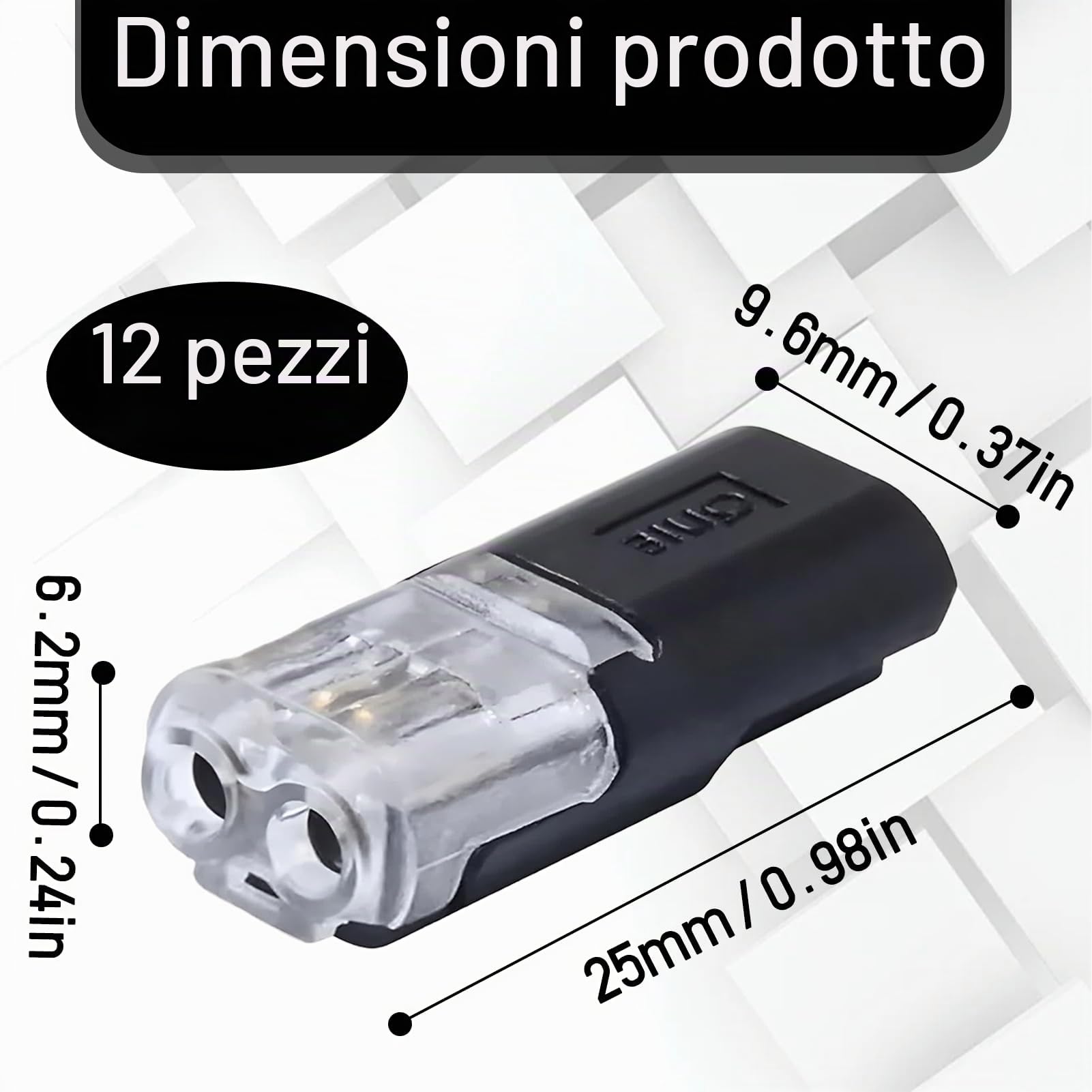 12 pezzi Connettori per cavi impermeabili 12V, connettori a 2 poli, connettori per auto a 2 poli, morsetti a crimpare per cavi auto e camion 18-22 AWG