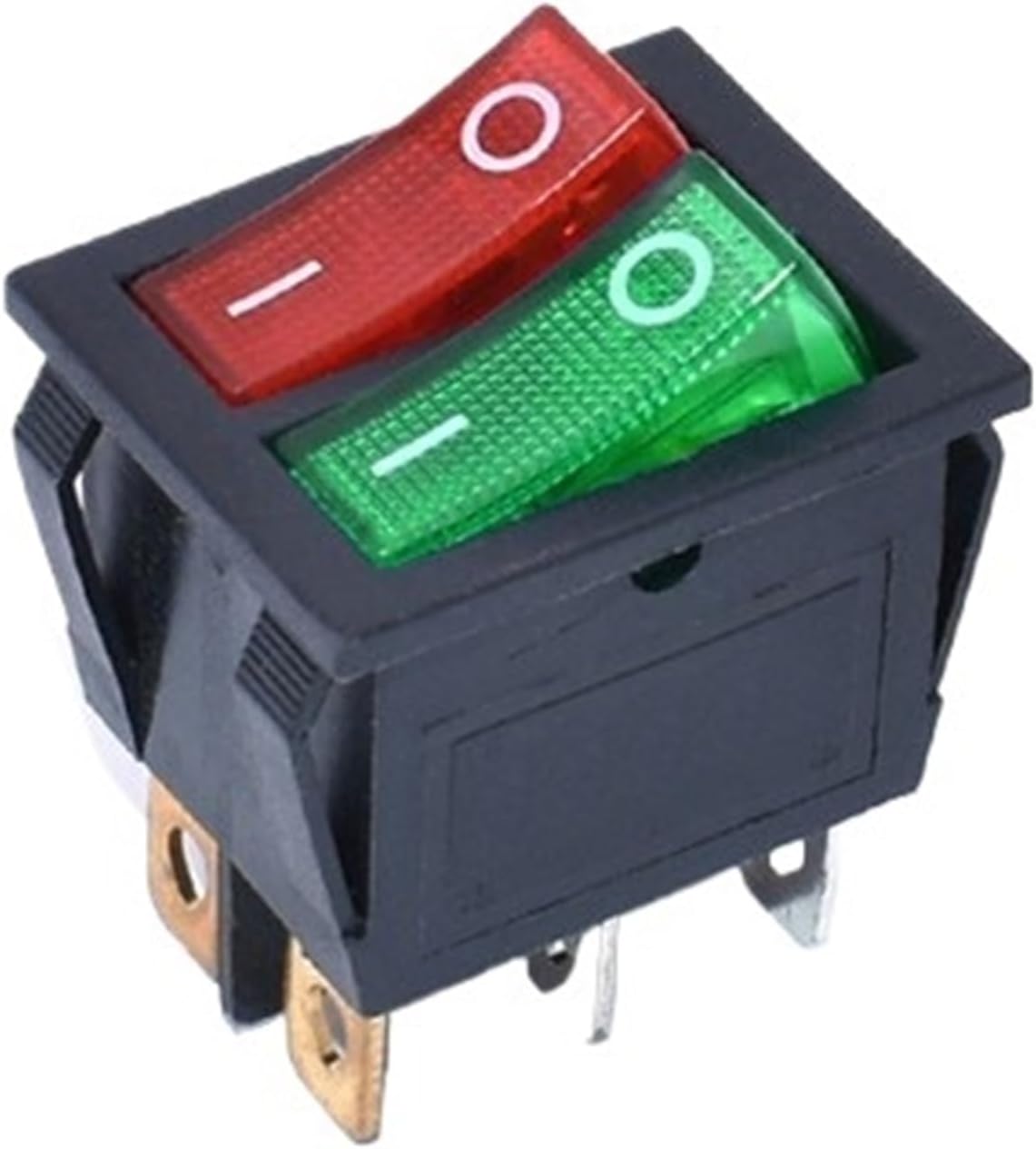 KCD4 220V Double Rocker Switch, 4 pin 6, with Light(6p Led Red Light)