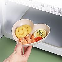 Vista 4 de Incauca Paquete de 5 mini salsas con forma de corazón de 6 pulgadas, paja de trigo irrompible, platos de postre pequeños, platos de ensalada