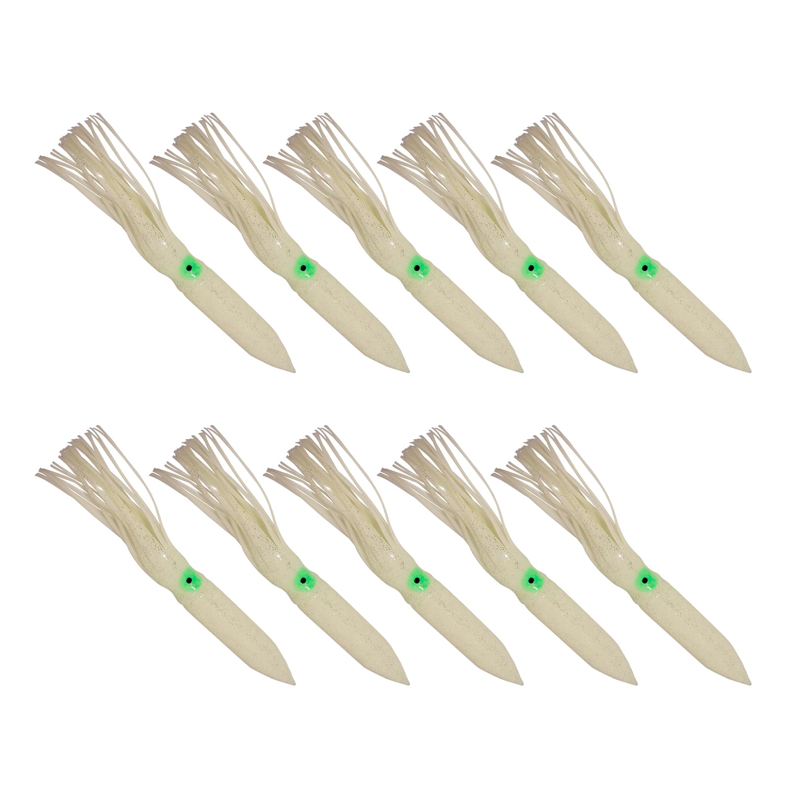 Lot de 10 leurres de pêche souples pour calmars - Appareil à eau salée - Facile à utiliser - Calamars colorés