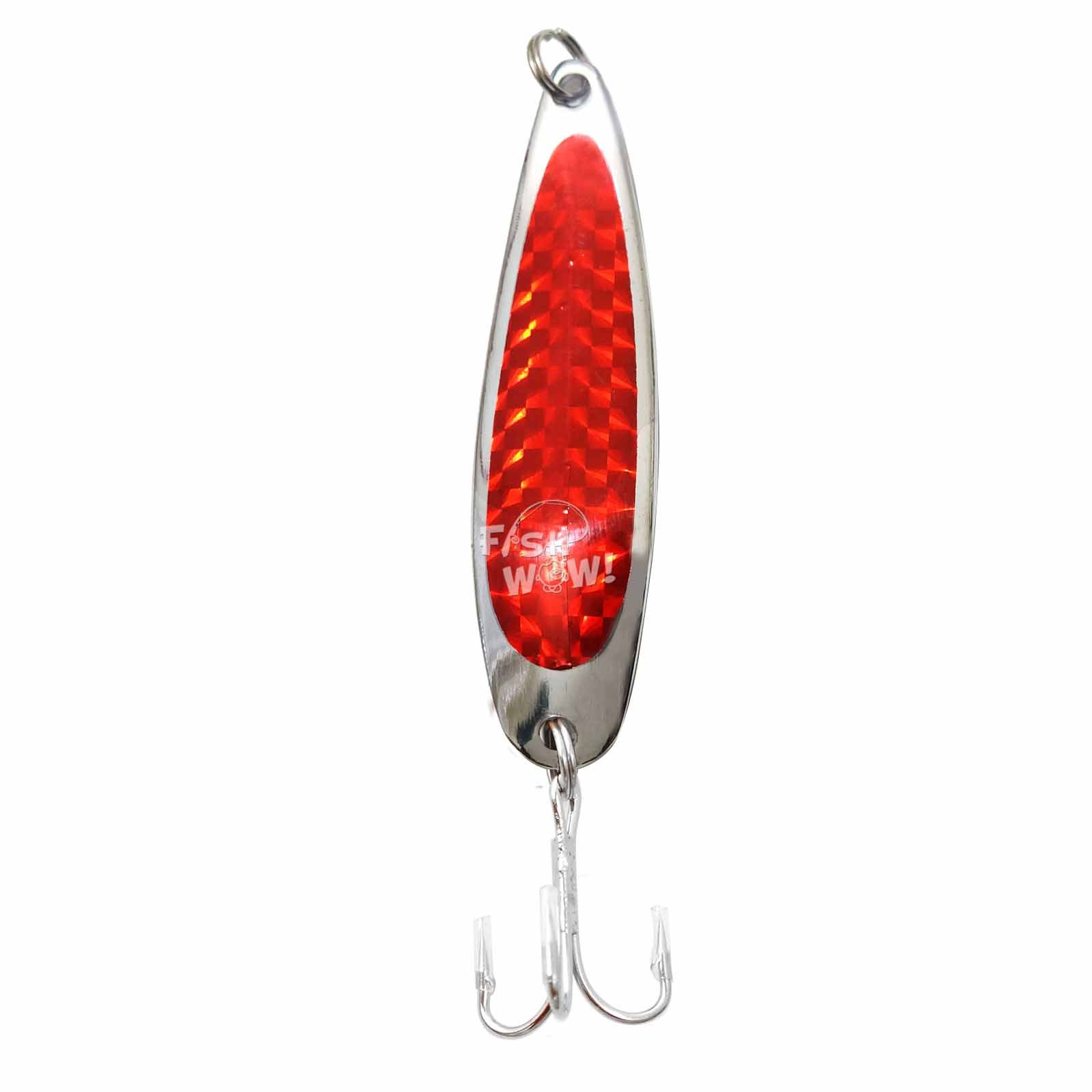 10pcs Fish WOW!® 1oz Fishing Spoon with a Treble Hook Fish Jigging Casting Lures - Red Tape