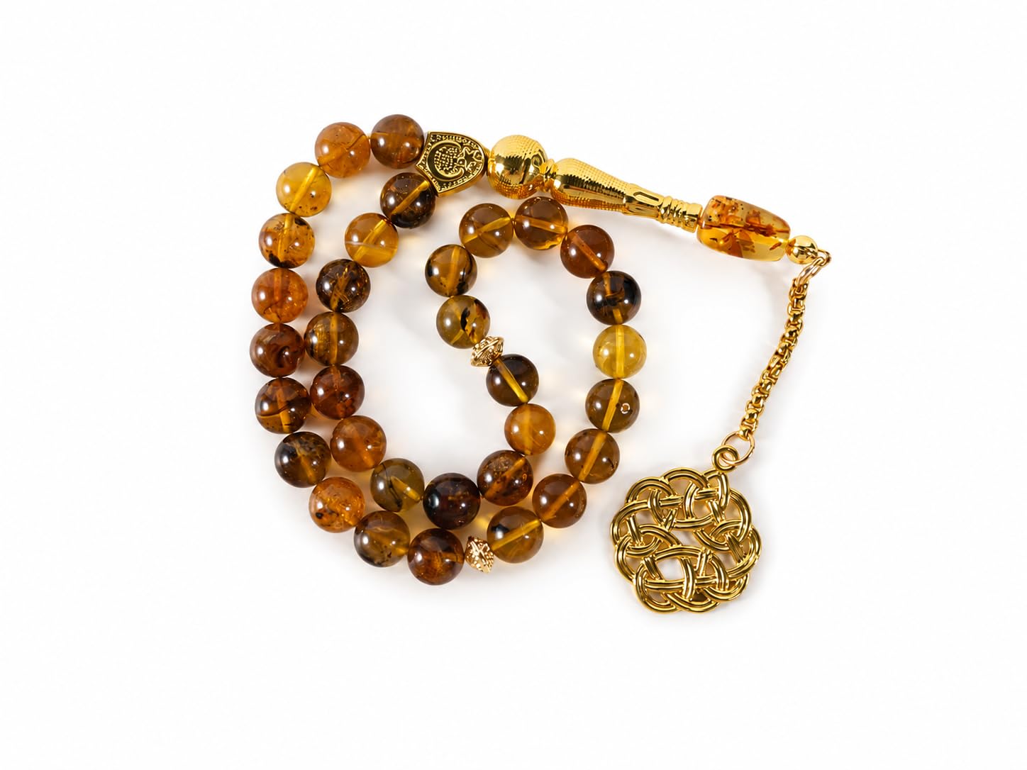 Bernstein Tasbih mit Echtheitszertifikat, 33 Perlen für Männer | Natürliche Amber Misbaha Tesbih, Islamische Gebetskette mit Geschenkbox, Ramadan Eid Hajj Geschenk