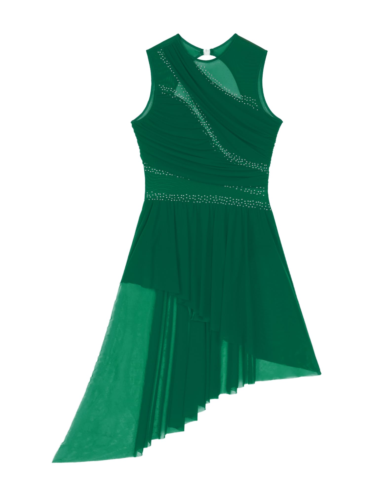 Vestido de Patinaje Mujer Maillot Artístico con Falda sin Mangas Brillante