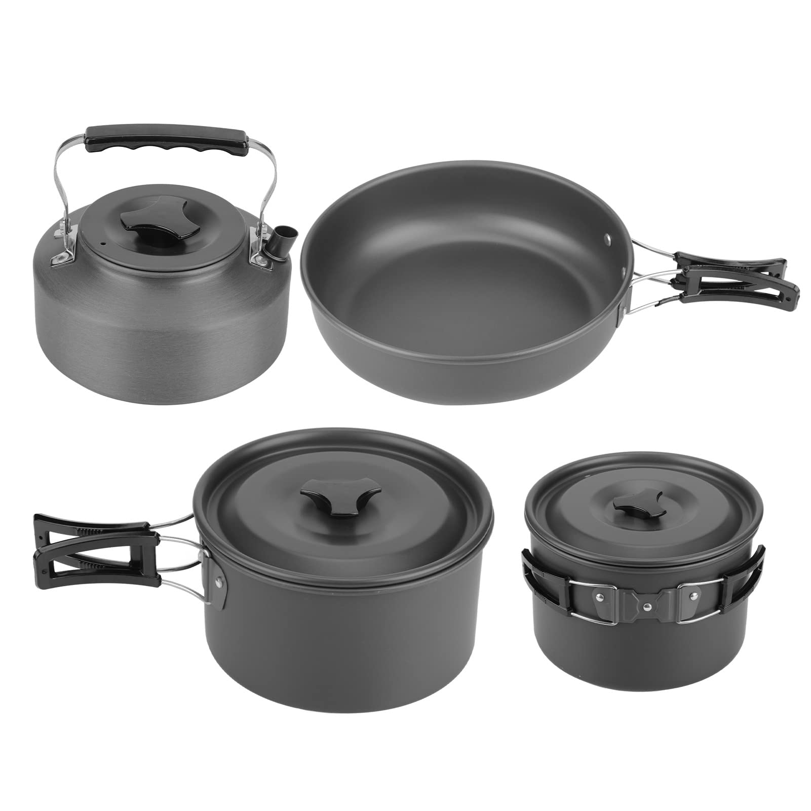 KUIDAMOS Przenośny Aluminiowy Zestaw naczyń Kempingowych, Odporny na Wysokie Temperatury, do Pieszych Wędrówek na świeżym Powietrzu, Wędrówek z Plecakiem, Zestaw Misek do Czajnika ze Stali Nierdzewnej