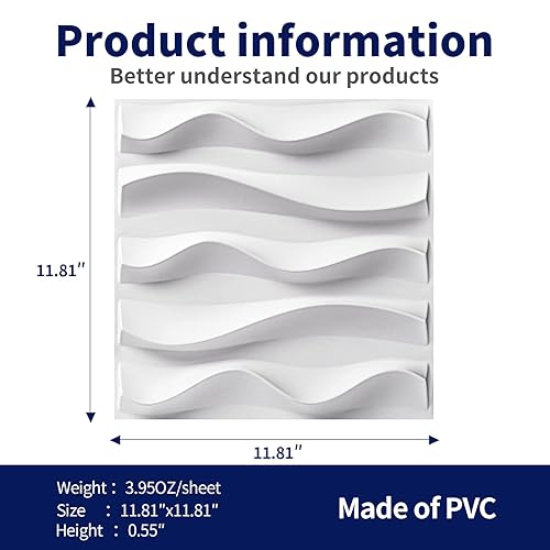 Miniatura 2 de Art3dwallpanels Paquete de 33 paneles de pared 3D para decoración de pared interior, pared decorativa con textura de PVC, elegante papel tapiz 3D