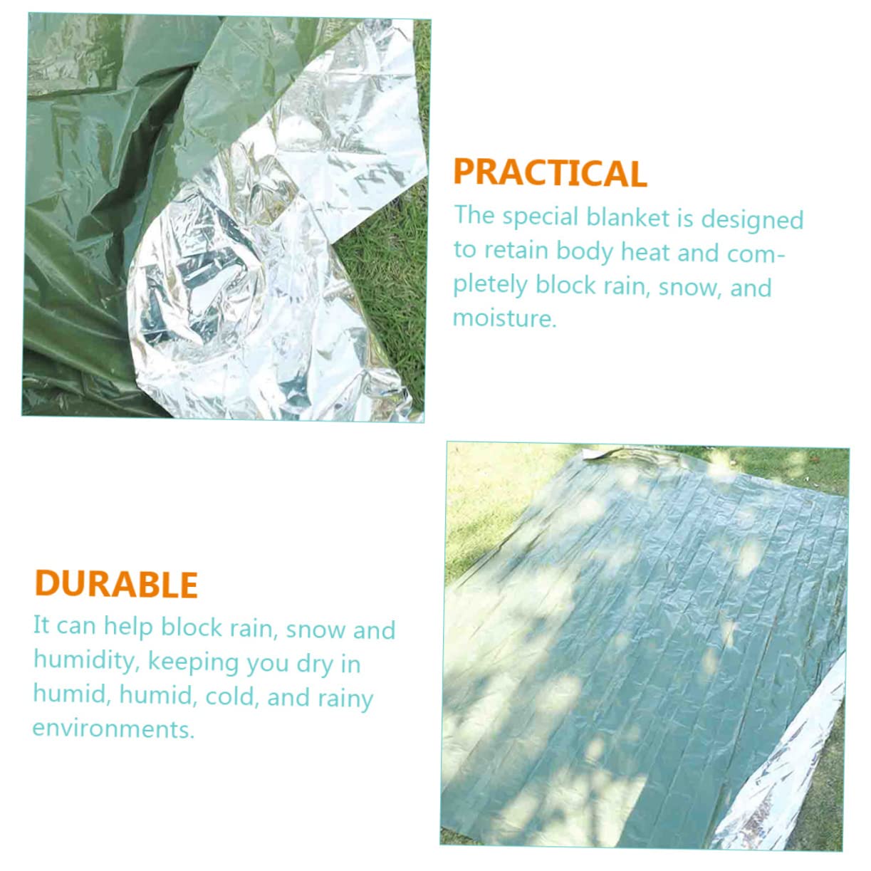 ABOOFAN 3pcs Emergency Survival Blanket Thermal Insulation Sun Protection Lightweight Camping Blankets for Outdoor Activities Hiking and First Aid