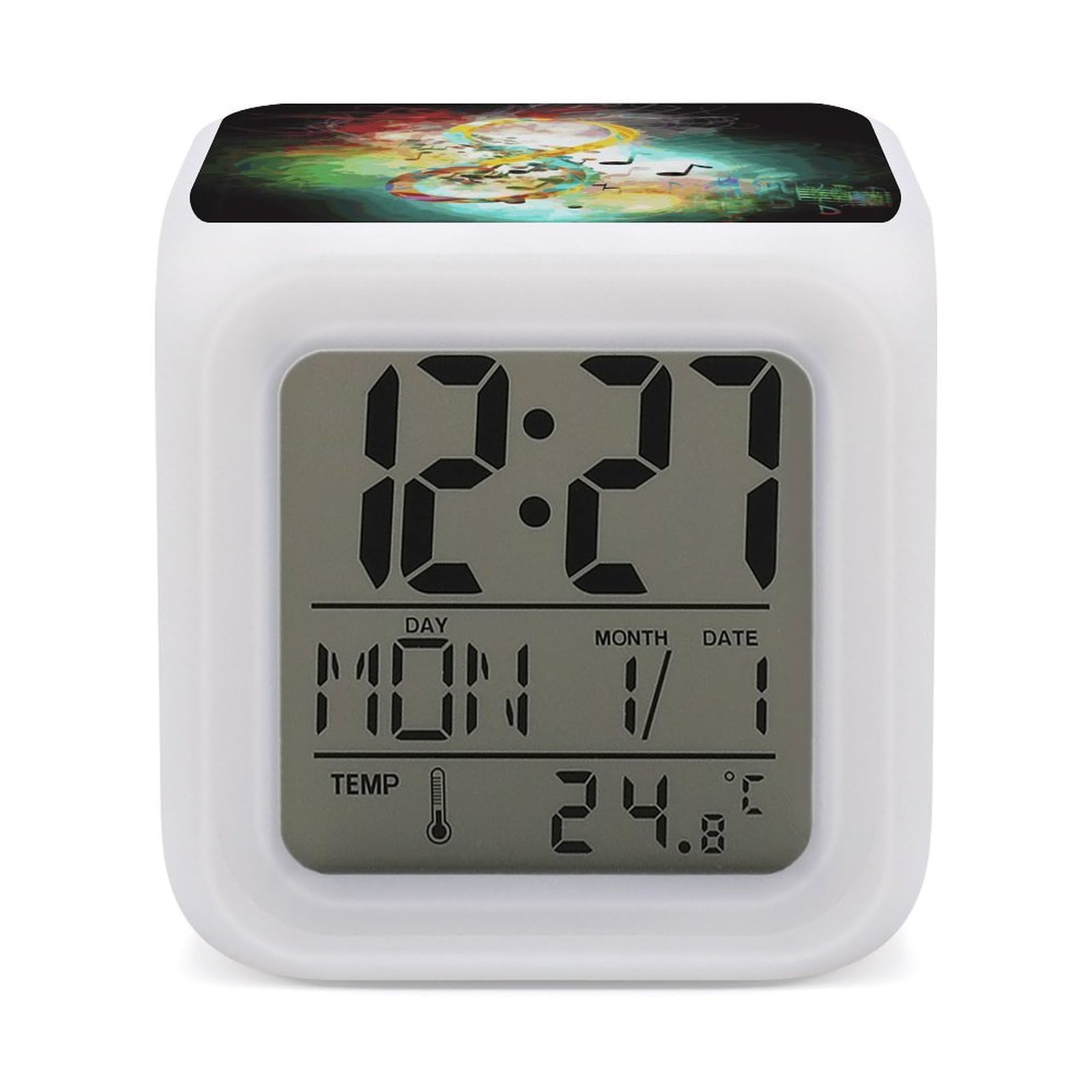 Reloj despertador musical con luz nocturna relajante para dormitorios juveniles