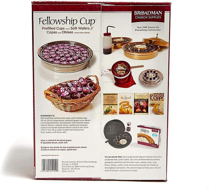 Broadman Church Supplies Pre-filled Communion Fellowship Cup, Juice and Wafer Set, 500 Count