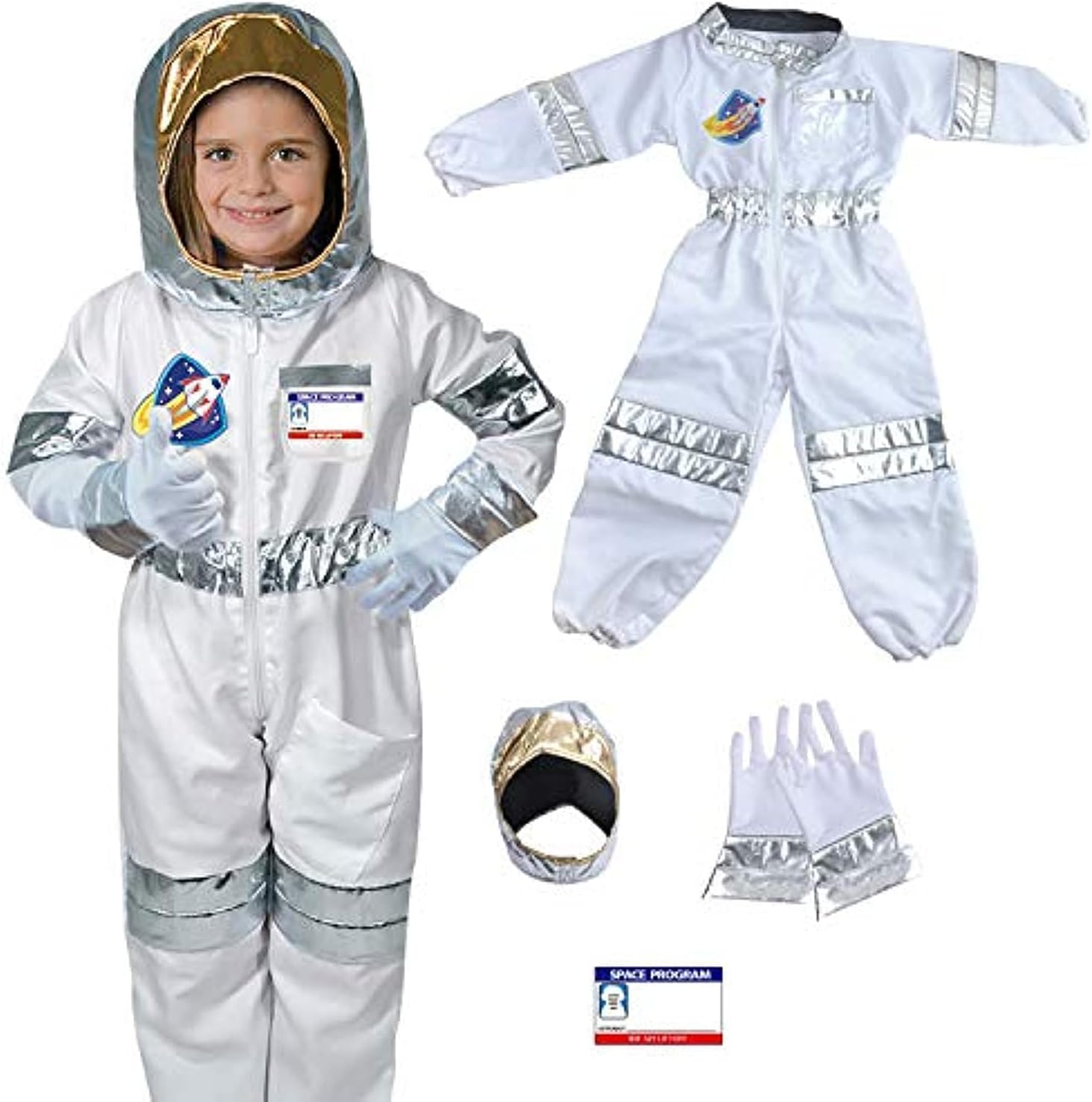Yalla Baby Kids Astronaut Costume for Kid Boys and Girls, Pretend Dress up Role Play 5pcs Set (3-8 Years, 80-110cm)