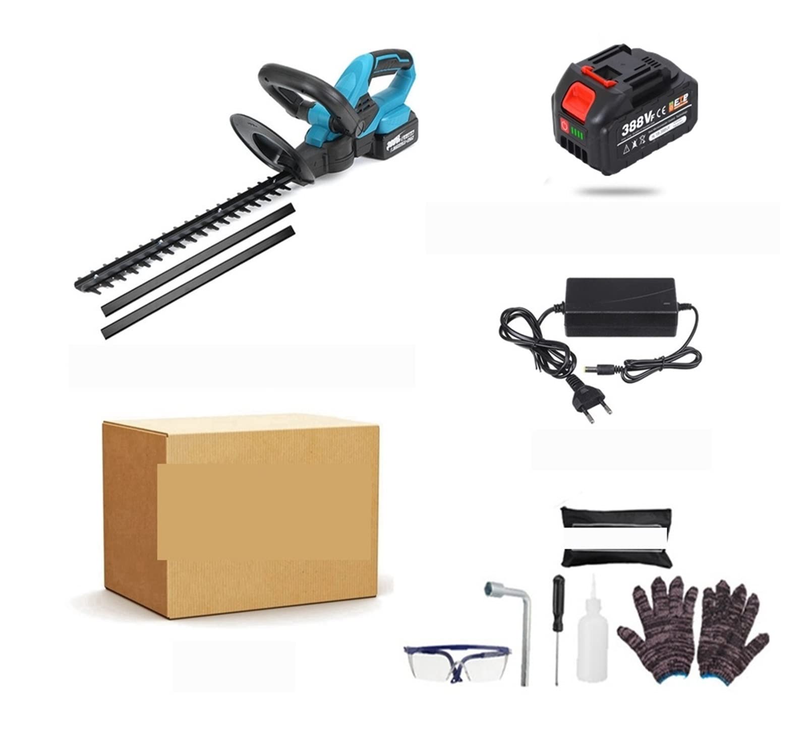 Cortasetos inalámbrico de 21V, cortadora de jardín for el hogar, Sierra de poda, cortadora de césped, cortadora de setos eléctrica, Herramienta de jardín(with 1 Battery Set)