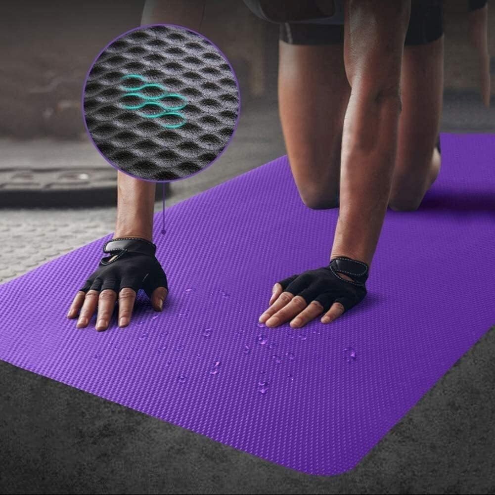 Mata do jogi Pilates Mata do ćwiczeń z paskami Przysiady Push-upy Rozciąganie pompek Sprzęt do domowej siłowni Mężczyźni Kobiety Dzieci Maty treningowe(Nero,183x61x0.5cm)