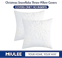 Vista 6 de MIULEE Paquete de 2 fundas de almohada decorativas de Navidad con diseño de copo de nieve, fundas de cojín de lona bordadas, decoración