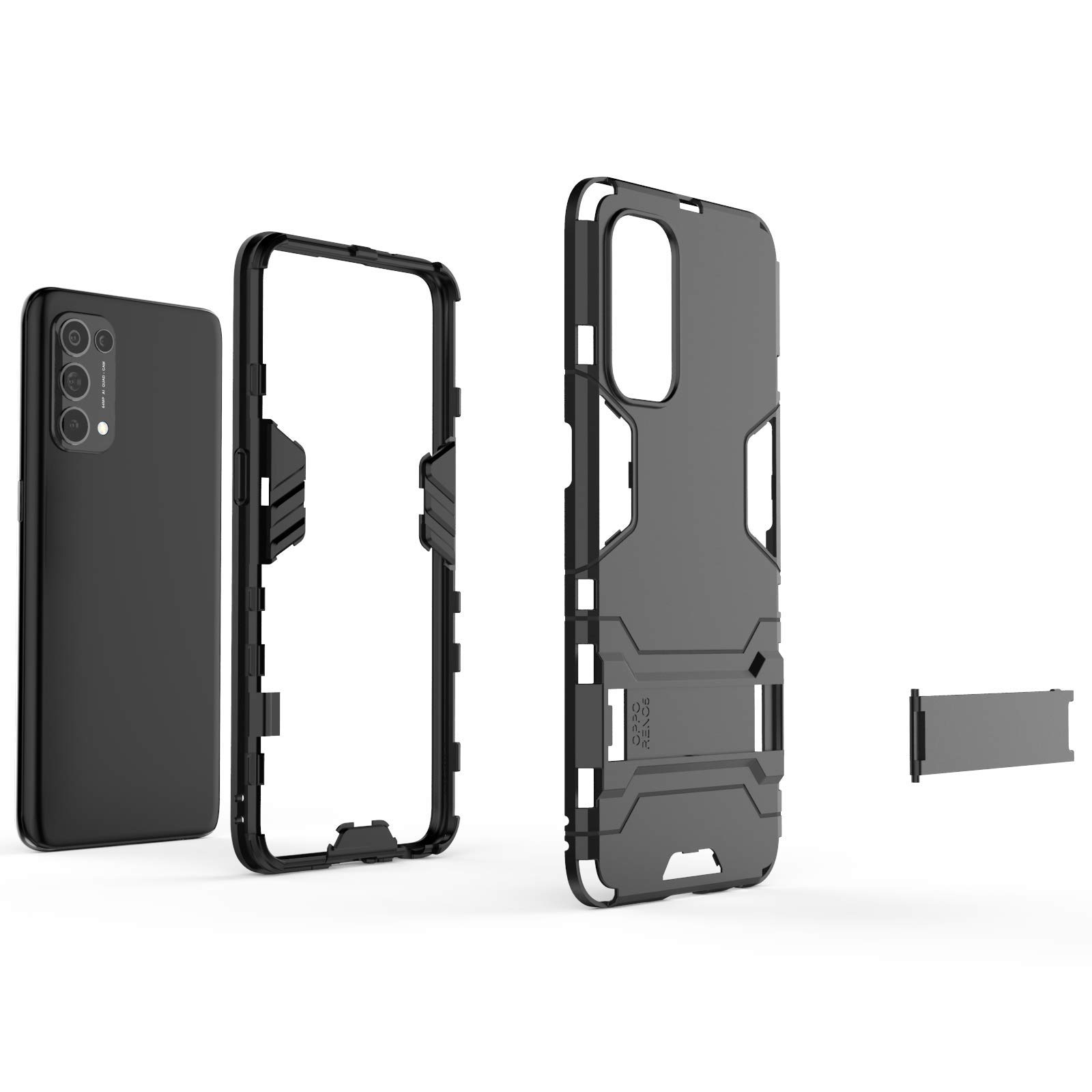 BAIDIYU Cover per Oppo Find X3 Lite Custodia, Assorbimento degli Urti, Staffa, Resistenza alla Caduta, Doppio Strato TPU + PC, Adatto per Oppo Find X3 Lite.(Rossa