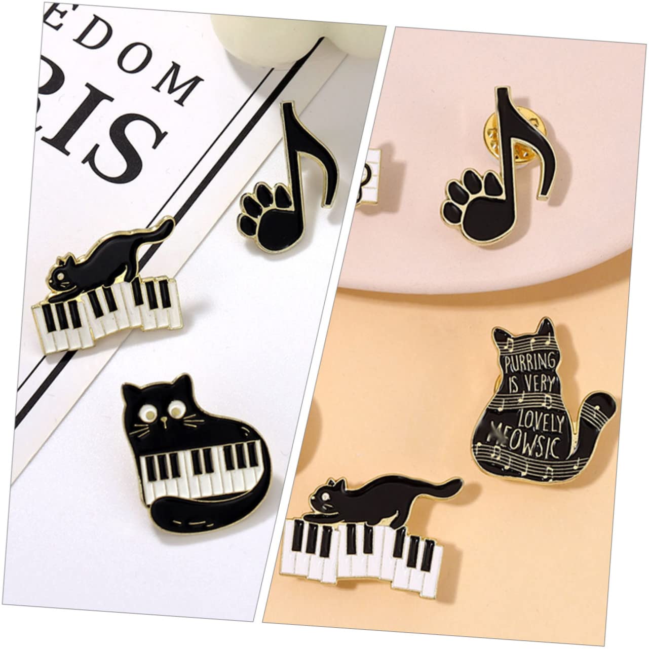 Beavorty Corsage Brosche Musik Emaille Anstecknadeln Brosche Anstecknadel Kleidungsbrosche Damen Katzen Klavier Anstecknadel Katzen Anstecknadeln Süße Anstecknadel Katzenbrosche
