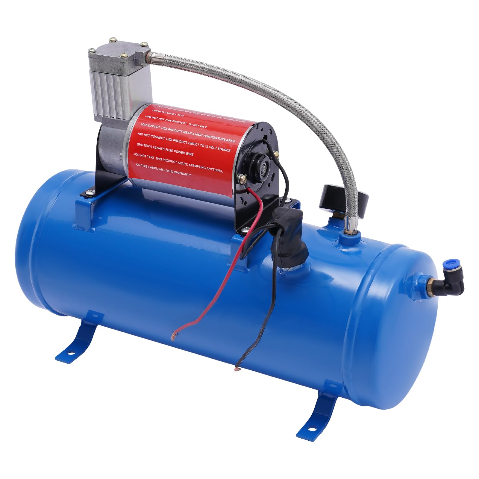 Eieblek Blue Air Compressor, Dc12v Portable Pump Inflator Air-Compressor Pump Tank Kit, 6 Liters Oil Free Tank, Working Pressure 150 Psi, For Automobile Tires,Bicycles,Balls