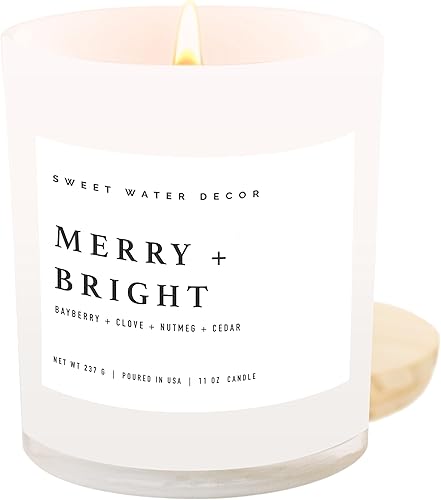 Miniatura 11 de Sweet Water Decor - Vela de soja Cashmere and Vanilla, aroma cachemira suave, sándalo, jazmín y vainilla, frasco blanco de 11 onzas + tapa