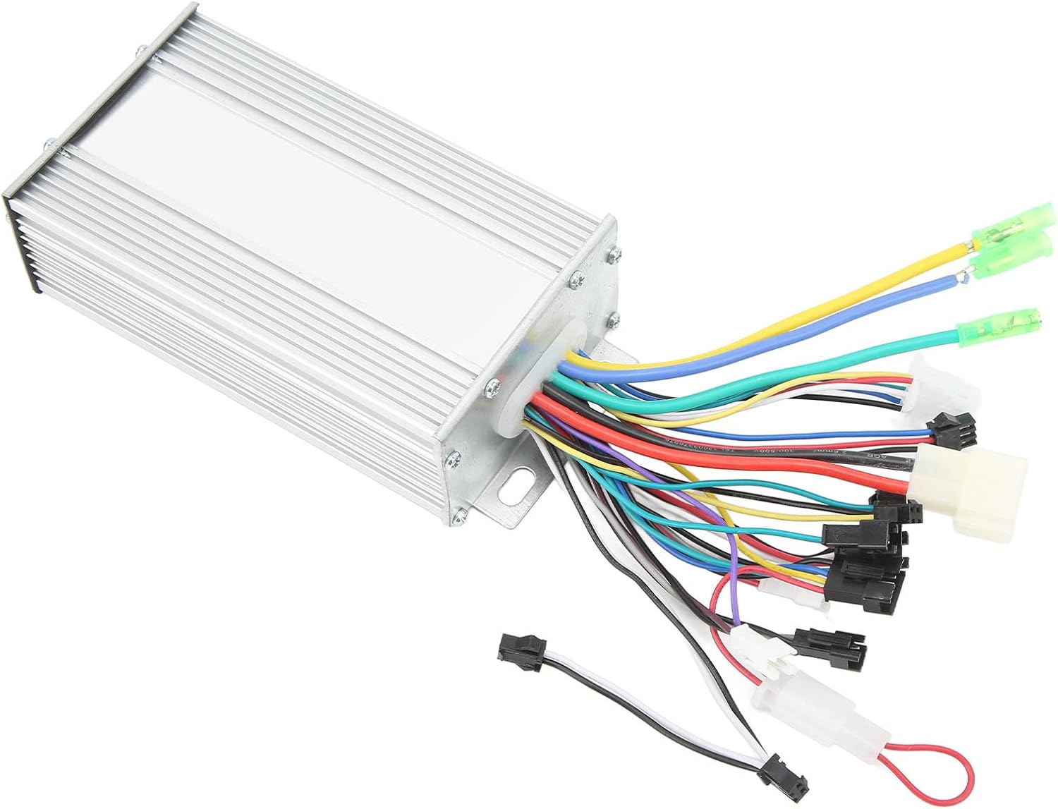 The electric bike controller with its various color-coded wiring harnesses.