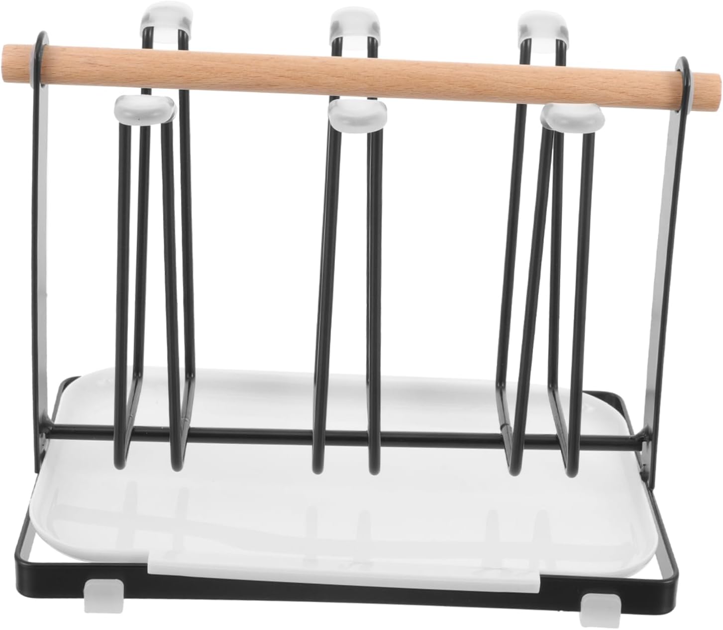 WOONEKY Metal Mug Organizer with Stable Structure Practical Cup Storage Rack for Home and Office Multi-Functional Tea Cup Holder and Display Stand with Tray Black