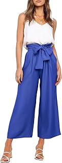 Sponsored Ad - FANCYINN Womens 2 Piece Crop Pants Set V Neck Tank Wide Strap Tops High Waisted Cropped Paper Bag Pants wit...