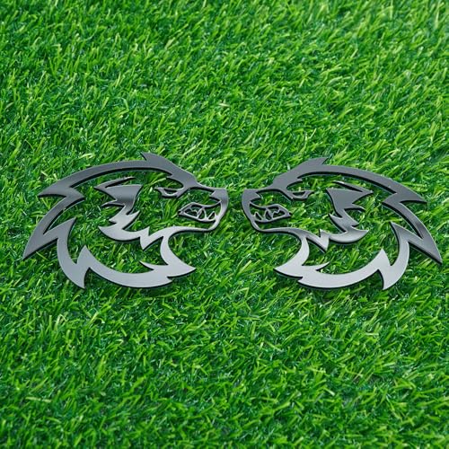 Image of Pair Set Wolf Car Emblem Badge Angry Eye Custom Truck Fender Side Rear Decal Sticker (Gloss Black)