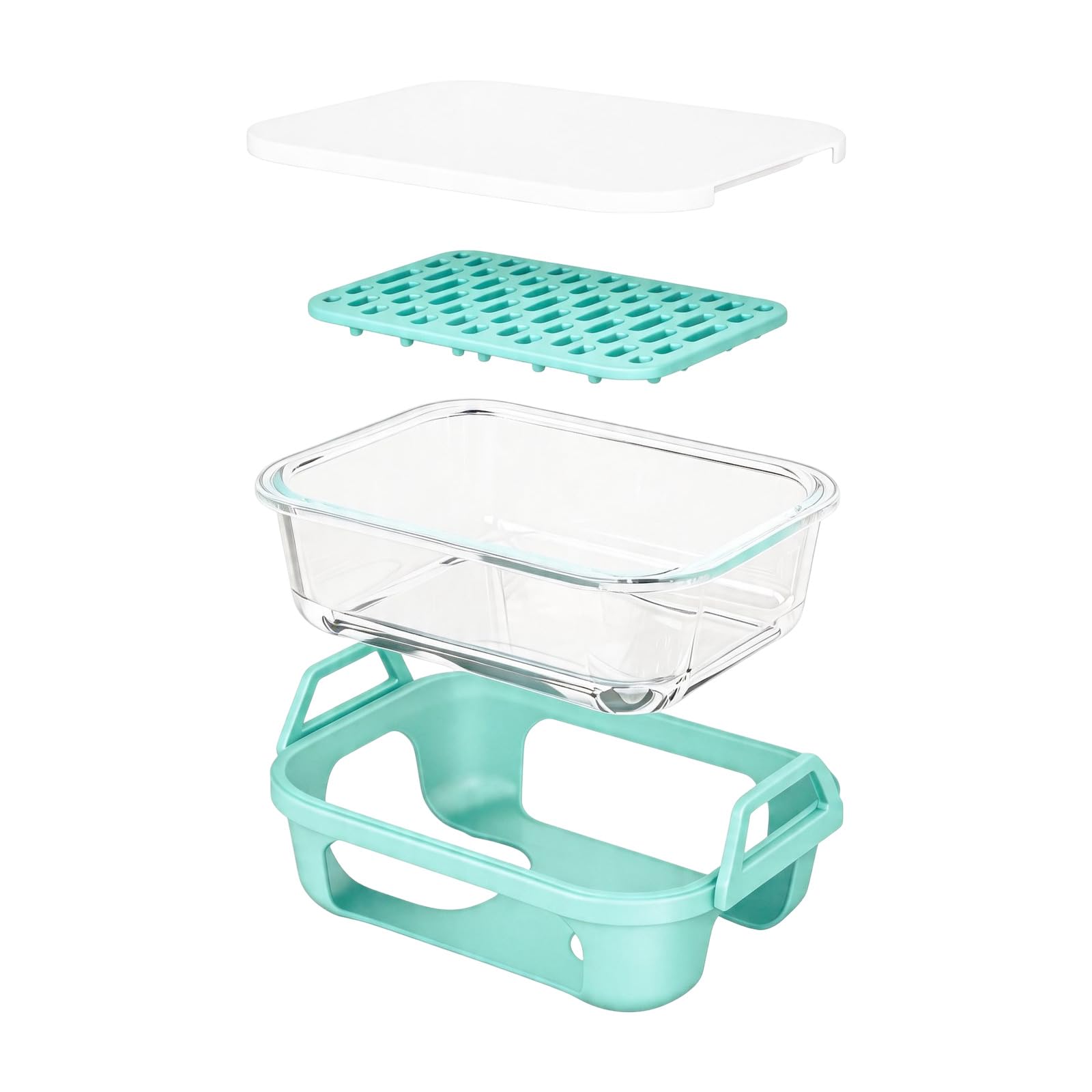 Zxfdsfdbnm Glass Air Insert Set with Lid, Rectangular Baking Pan and Outer Holder for Meal Prep and Kitchen Reheating Kitchen Bakeware Accessory Glass Pan Cover Rack