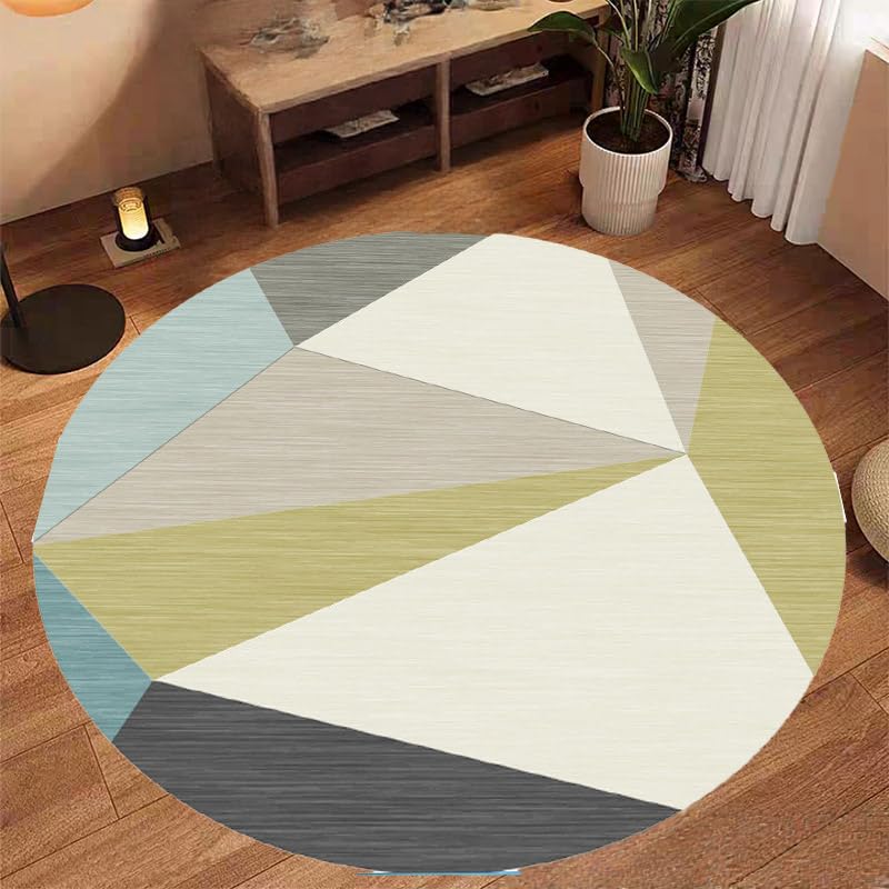 Alfombra redonda de 140 cm geométrica multicolor para salón