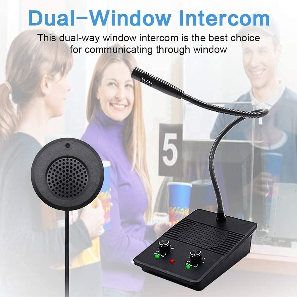 CHROX Sistema De Altavoces De Intercomunicación De Ventana, Micrófono De Ventana De Vidrio Antiinterferencias Comunicación Bidireccional para Tiendas, Bancos, Hospitales, Restaurantes