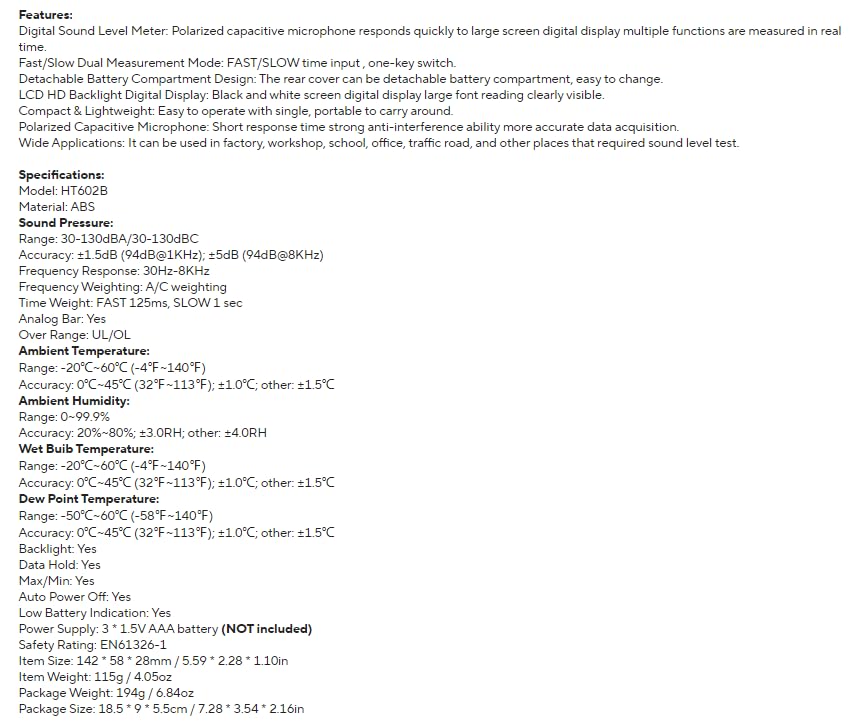 AWA5636-0 Basic Noise DB Decibel Value Measuring Instrument Sound Level Meter