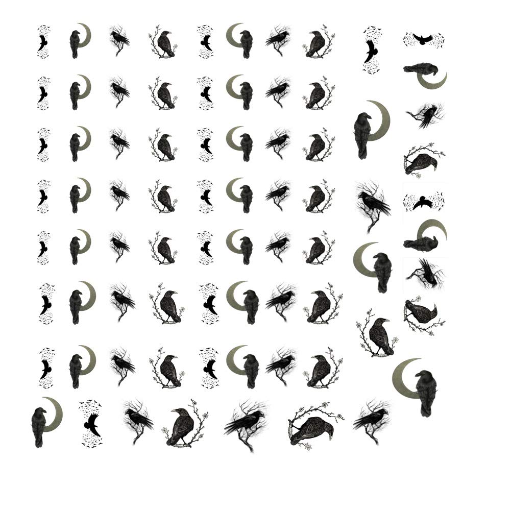 Raven Bird Collection (Raven Bird Nail Art Decals)