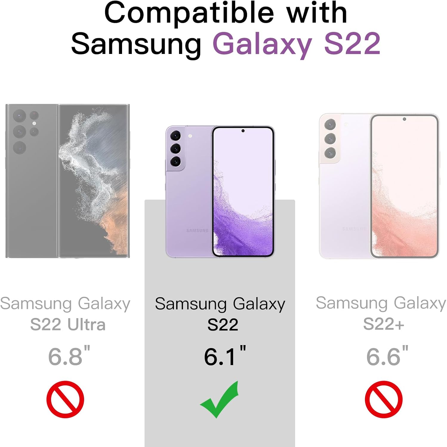 JETech Case for Samsung Galaxy S22 5G 6.1-Inch, Non-Yellowing Shockproof Bumper Protective Phone Cover, Anti-Scratch Hard PC Back (Purple)