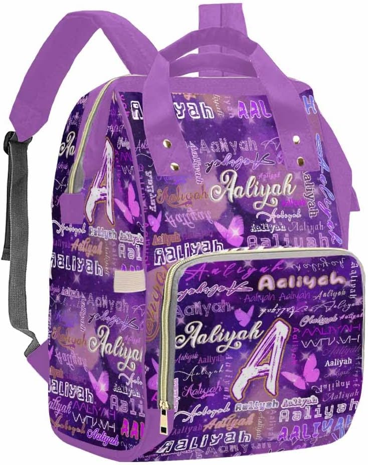 MyPupSocks Customized Diaper Bag with Name, Personalized Backpack Custom Mummy Nappy Baby Bag Shoulders Casual Daypack Daycare Bags Travel for Boys Girls