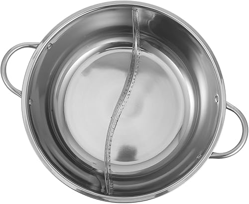 Hemoton Hotpot Pot Olla caliente con divisor Olla caliente de acero inoxidable Olla caliente dividida Olla caliente para el hogar Olla caliente de