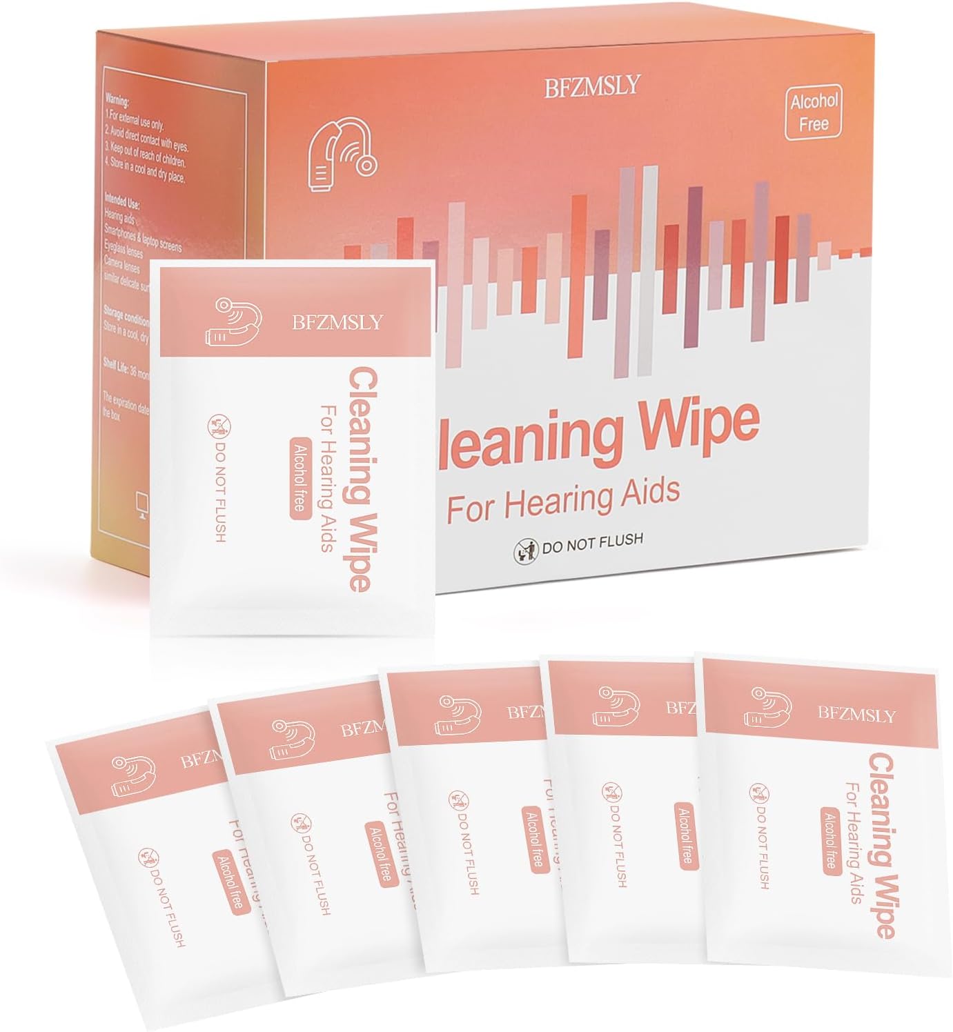 500 Pcs Hearing Aid Cleaning Wipes - Alcohol-Free Individually Wrapped Towelettes, Large 4.7" x 6.3" Extra Thick Wipes for Hearing Aids, Earbuds & Headphones, Daily Care & Wax Removal